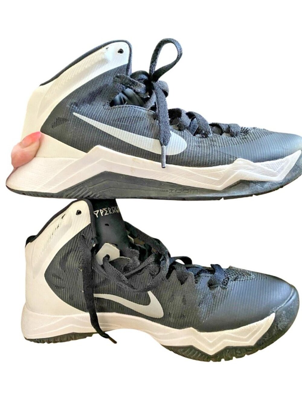 Nike Zoom HyperQuickness TB Black White Basketball Shoes Women's Size 7.5